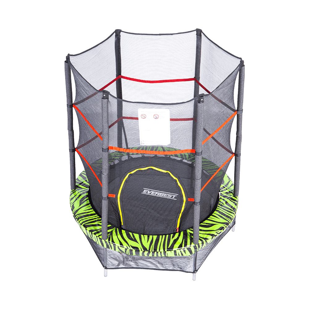 55inch Mini Trampoline With Pattern Pad And Colorful Enclosure Net